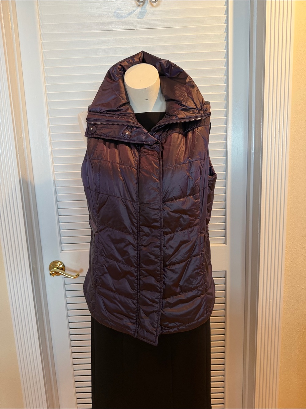 Chico's Quilted Sleeveless Vest in Deep Plum